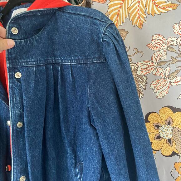 Vintage Denim Jacket lined with Hooded Sweatshirt Material Daniel Brand Size Lg - Picture 2 of 12